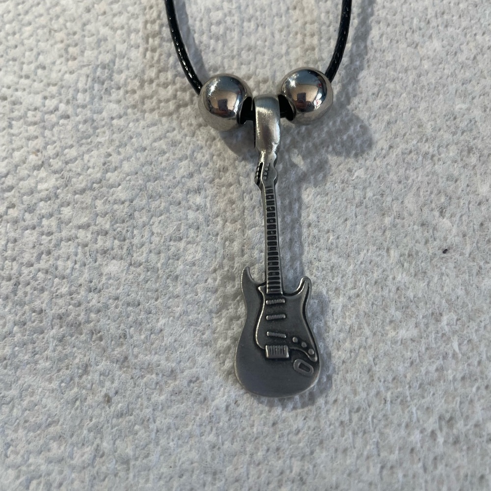 Silver Guitar Pendant Necklace